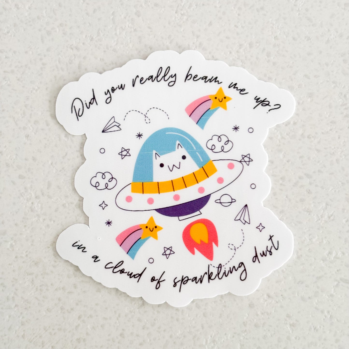 Did You Really Beam Me Up? (cat) - 2.3" x 2.5" vinyl sticker